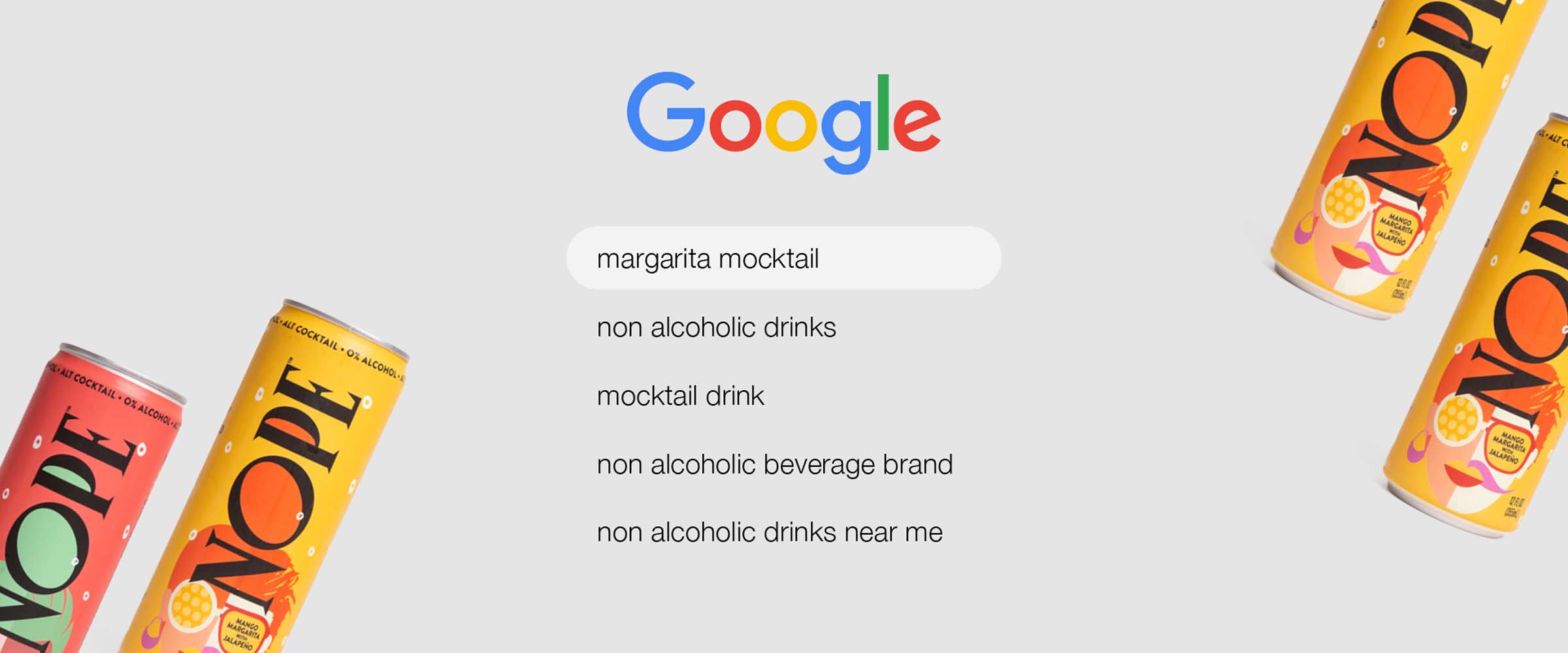 NOPE Beverages - Portfolio Image - Mock Google Search Keywords Example