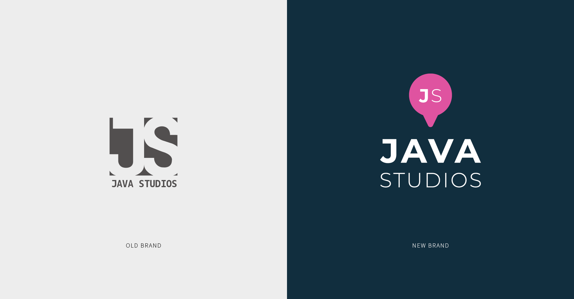 Java Studios logo before and after image
